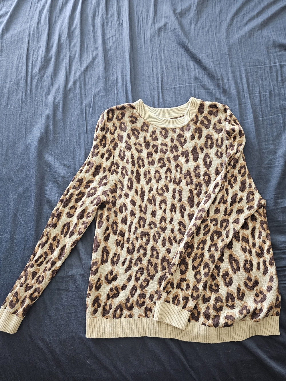 A New Day Leopard Print Crewneck Sweater Brown